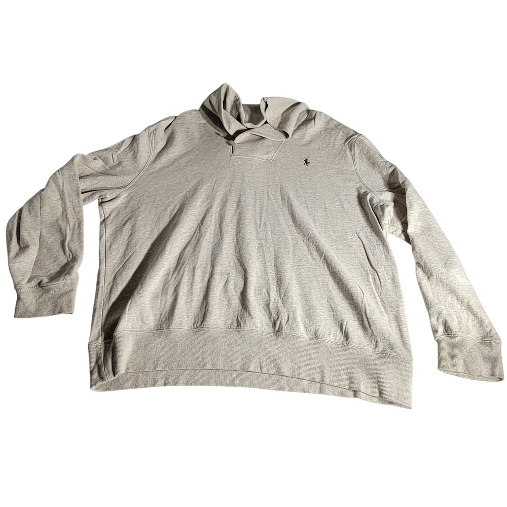 Polo Ralph Lauren Mens XL Shawl Collar Sweatshirt Oatmeal Heather Beige Pullover